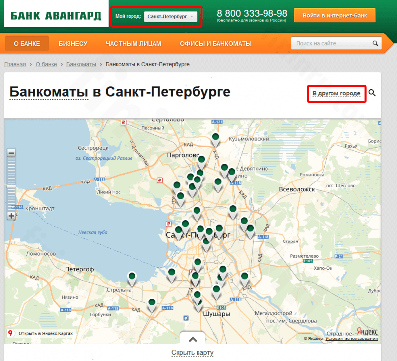 Партнеры банка Авангард без комиссии