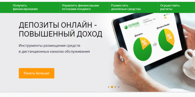 Алгоритм действий для открытия депозита в Сбербанк Бизнес Онлайн