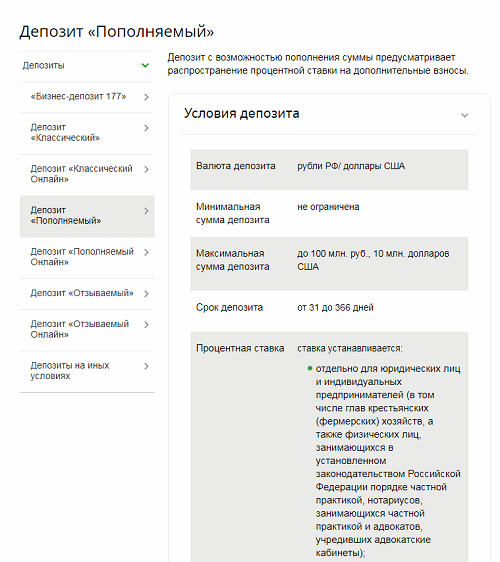 Алгоритм действий для открытия депозита в Сбербанк Бизнес Онлайн